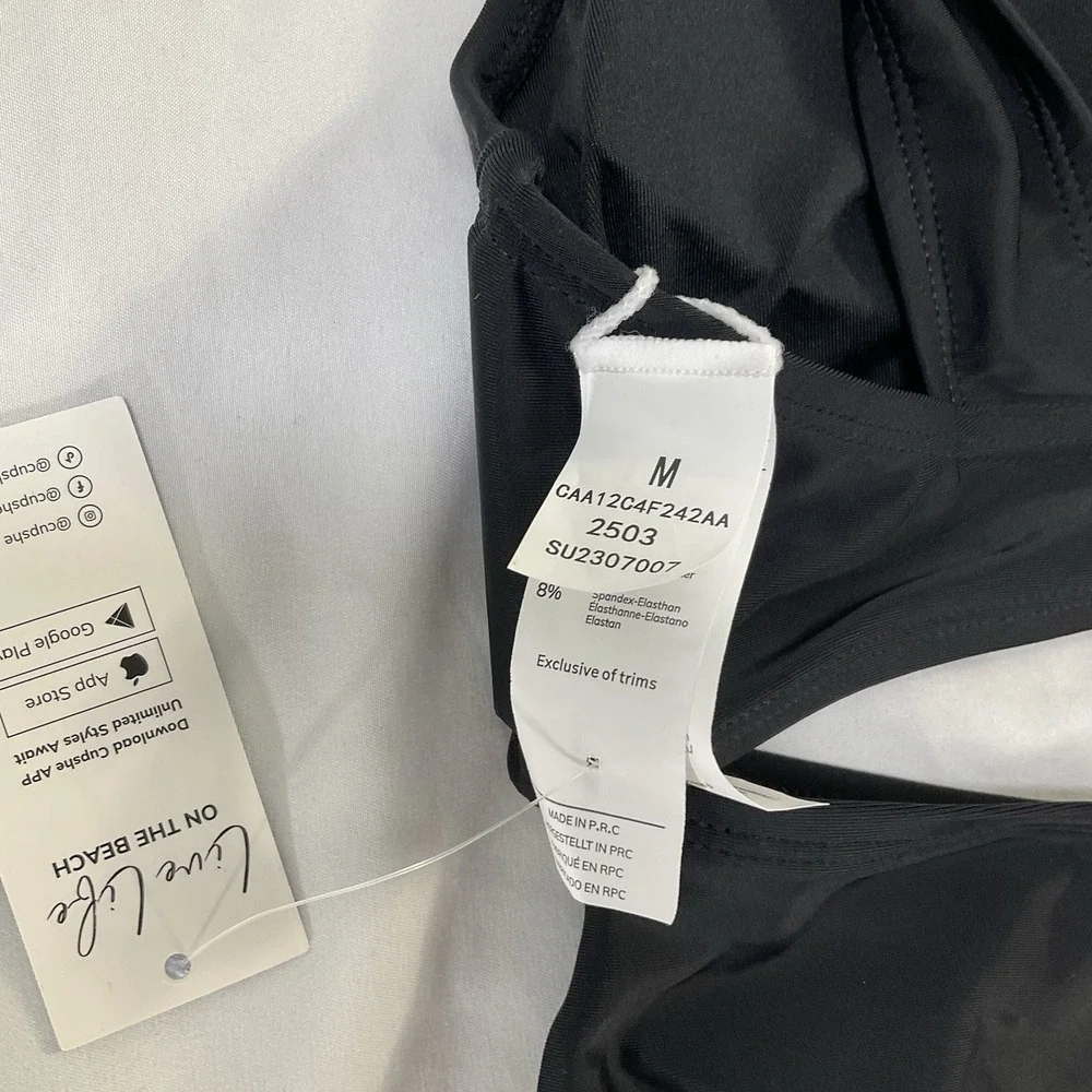 Cupshe Black 2-piece Women's Swimsuit SZ M With Mesh Trim NWT Summer 433